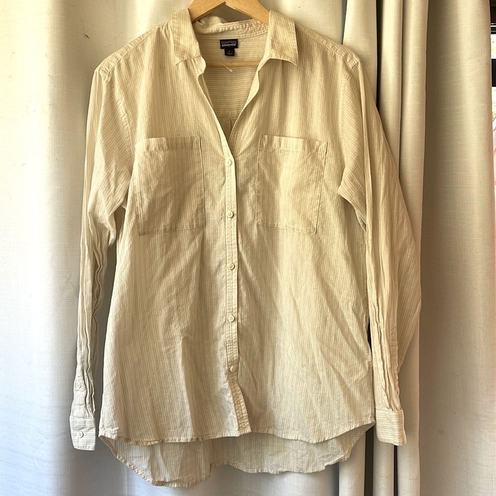 Patagonia Lightweight A/C Button Down Top Long Sleeve Shirt Women Size L NWOT
